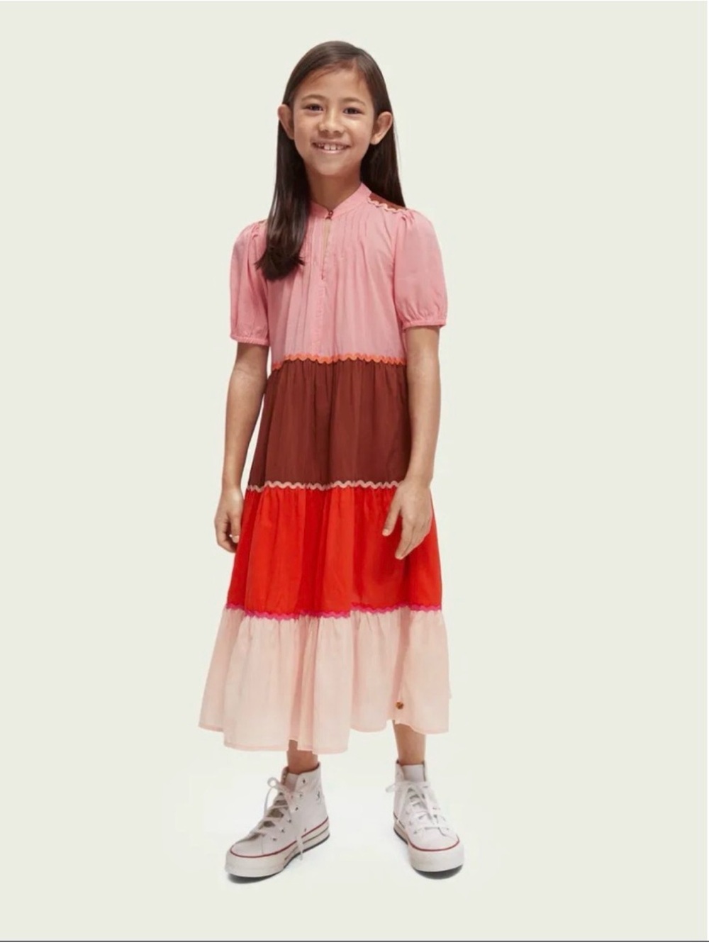 Scotch & Soda Amsterdam color block tiered maxi dress Girls size 10 US 140 EUR